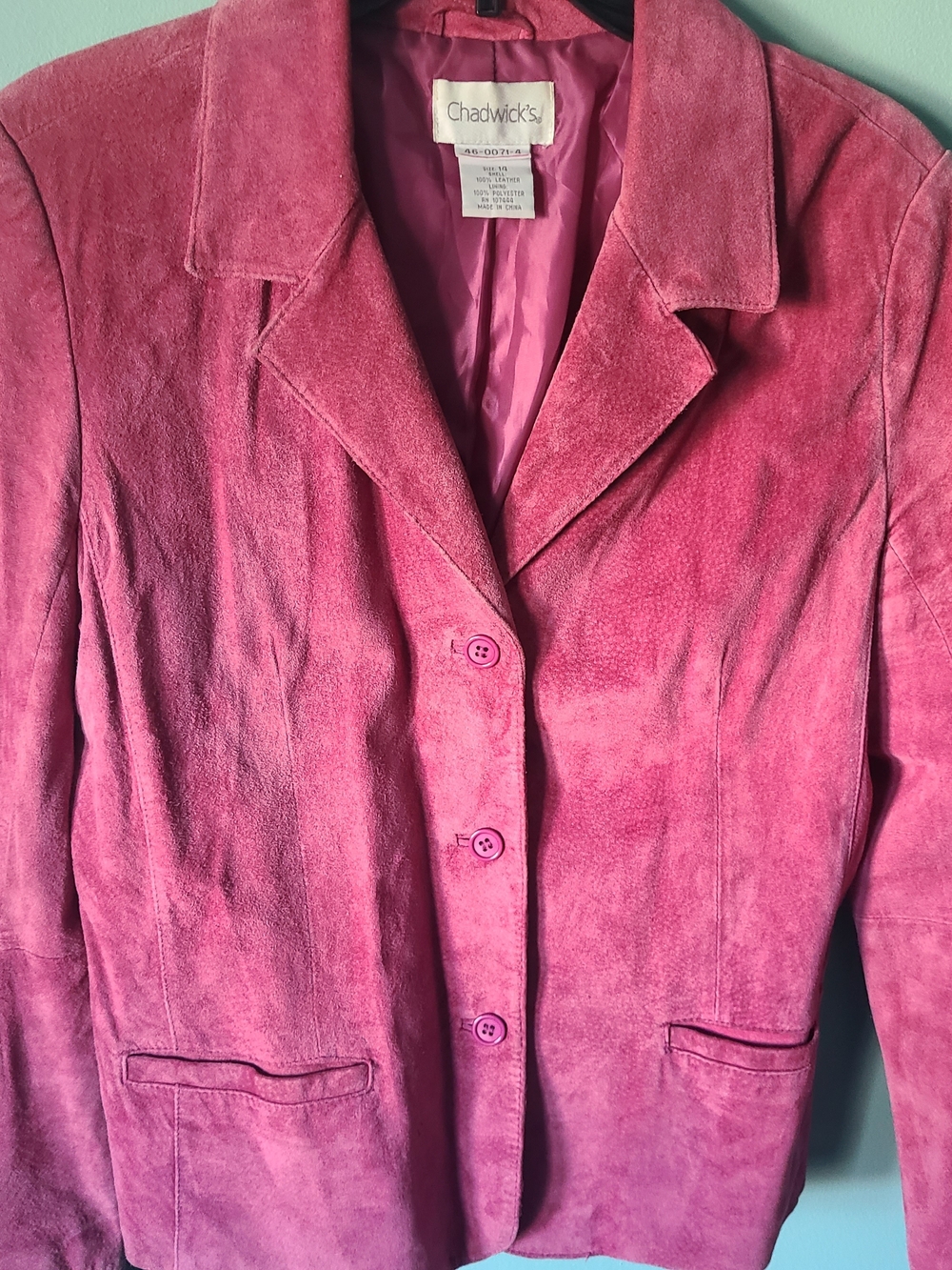 Chadwicks Women's Pink Suede Button-Front Blazer Size 14